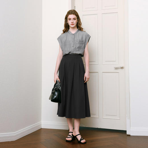 【商场同款】诗凡黎学院风A字百褶裙25夏新款百搭半身裙3G5240241 商品图1