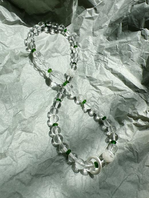 【普陀山】⽩⽔晶绿透辉 雪花幽灵水晶手串 女款设计 商品图2