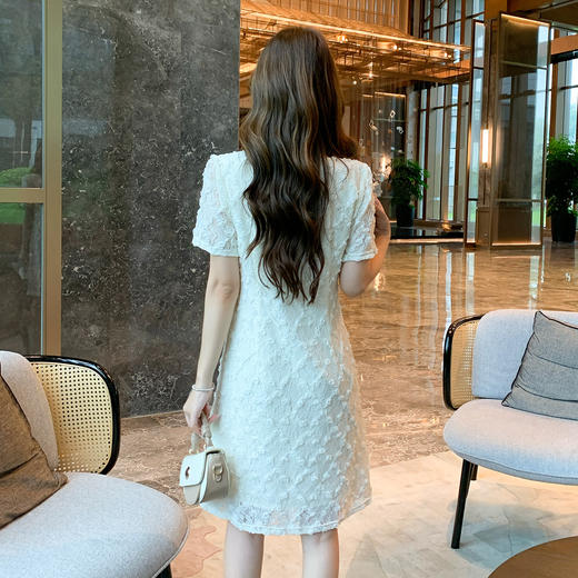 奢姿大码女装2026夏季波西米亚风提花蕾丝连衣裙胖妹妹V领裙子9952822032【1】 商品图3