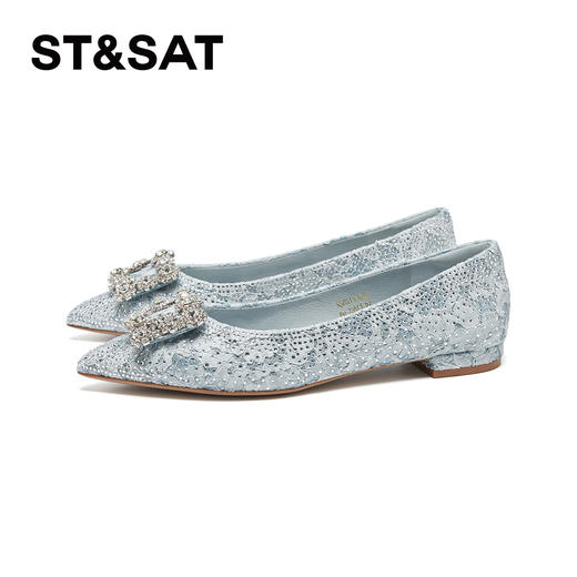 星期六韵雅水晶方扣尖头平底单鞋SSD3111502 商品图4