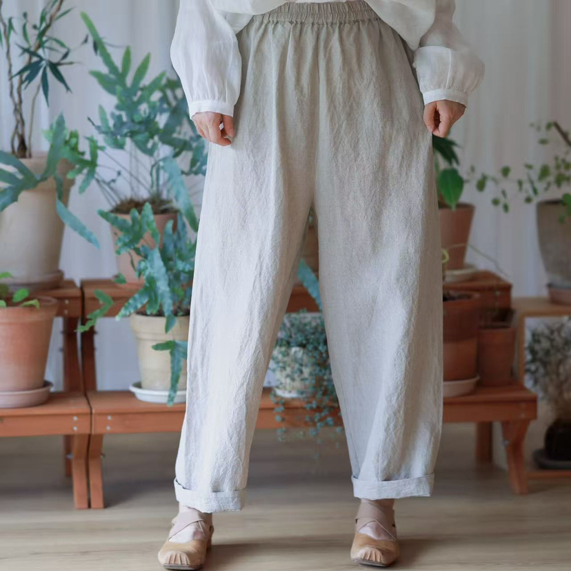 黄阿福 雨露色亚麻打底裤