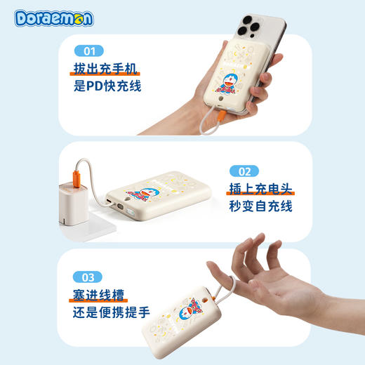 ROCK 哆啦A梦 贴贴PD20W磁吸带线快充移动电源10000mah 商品图2