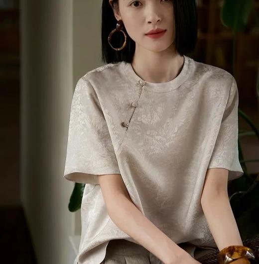 秋知屿风·新中式提花斜襟盘扣短袖，把东方诗意穿身上，岁月沉淀的优雅，清凉又贵气【3-5天发货】 商品图9