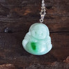 【天然正品】AU750白金镶天然细腻糯种白底飘阳绿佛公翡翠吊坠项链090425AH39 现售价：520(特价) 商品缩略图4