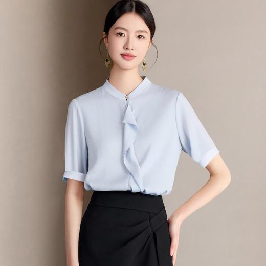 IWY/轻氧通勤蓝衬衫气质职场减龄两件套修身显瘦高腰中长裙WB195+WS139 商品图1