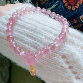 6.8mm单圈粉碧玺手串