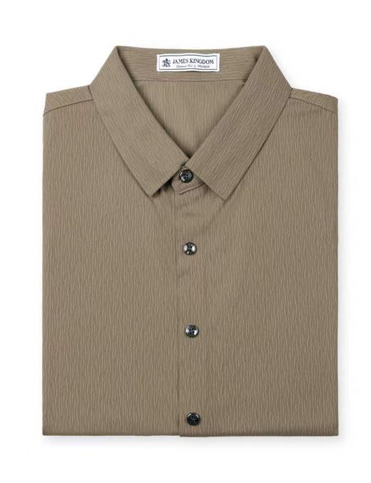 【商场新品同款特价】占姆士男士夏季新款短袖针织衬衫   咖色&灰蓝&军绿 商品图2