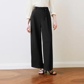 【商场同款】诗凡黎黑色直筒休闲裤2025夏百搭通勤长裤3G4150531