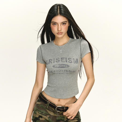 Ariseism 美式复古设计感短袖t恤女夏季新款修身上衣 商品图3