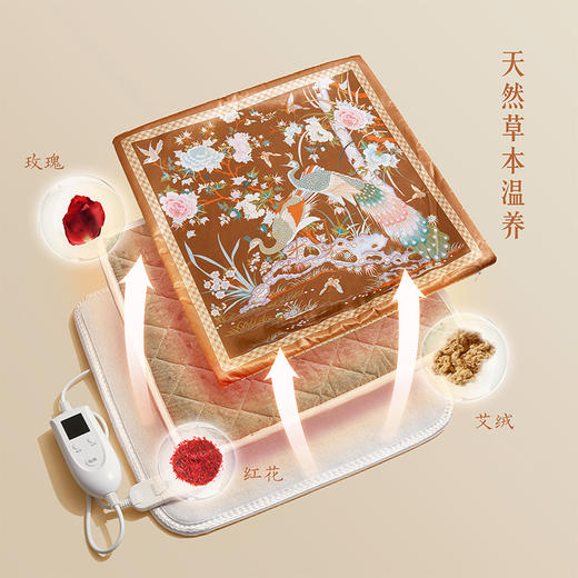 【故宫家居】繁花似锦艾草热敷坐垫电加热办公室养生实用生日礼物 商品图2