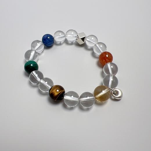 【普陀山】五⾏多宝 925纯银⽩⽔晶能量手串  晶石10mm-11mm 商品图1