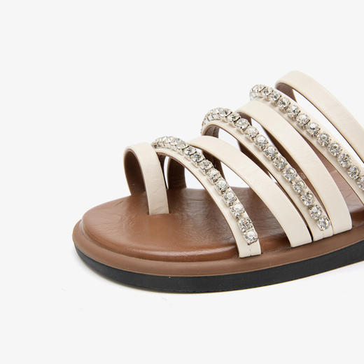 西遇平底凉拖鞋女夏季外穿新款仙女风水钻罗马鞋配裙套趾凉鞋D0956695 商品图5