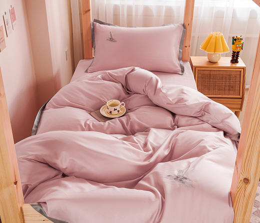 GRACE SPACE格调空间 简约拼色长绒棉绣花床单三件套 商品图7