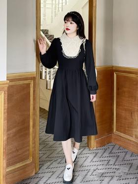 双十二福利！【诗铭洛可】XC7579连衣裙小香风蕾丝领长袖裙