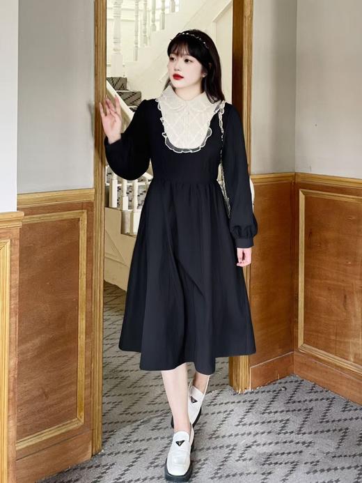 双十二福利！【诗铭洛可】XC7579连衣裙小香风蕾丝领长袖裙 商品图0