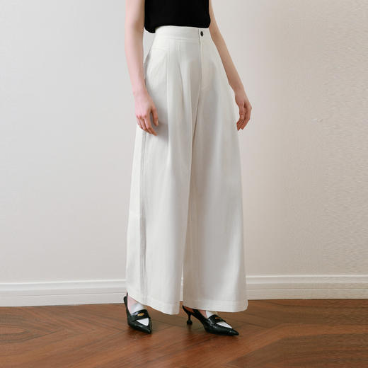 【商场同款】诗凡黎白色牛仔裤2025夏新款设计感长裤女3G4150781 商品图2