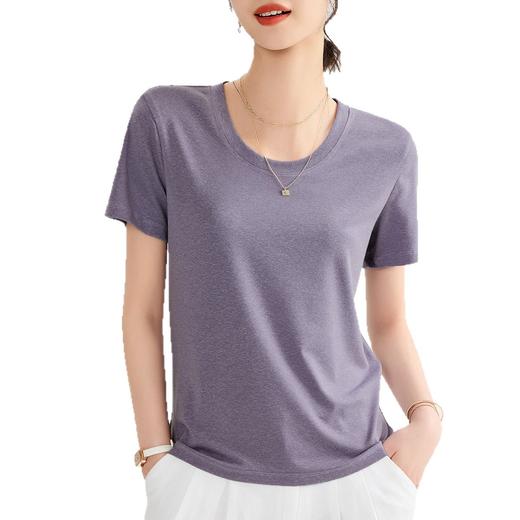 「自」全新升级【铂金会员109/天猫149/差价40】(20748)洛诗琳莱赛尔亚麻U领T恤2025夏季正肩显瘦小飞袖凉感上衣 商品图4