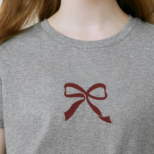 【商场同款】诗凡黎蝴蝶结纯棉T恤2025夏新款正肩小上衣3G4200381 商品图3