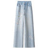 「自」全新升级【铂金会员183/天猫239/差价56】(10036)洛诗琳国风刺绣阔腿牛仔裤2025夏季新款高腰显瘦宽松直筒裤 商品缩略图4