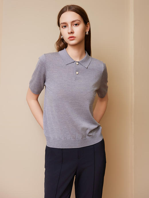 【绵羊毛短袖针织衫】25年夏季新品女士100%羊毛薄款针织上衣 商品图2