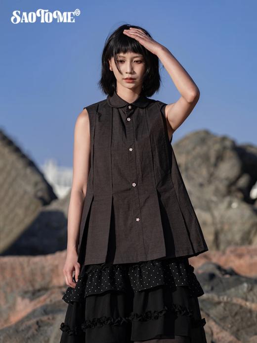 早乙女惠子saotome/STMCS12315/青果领打褶无袖衬衫 商品图0