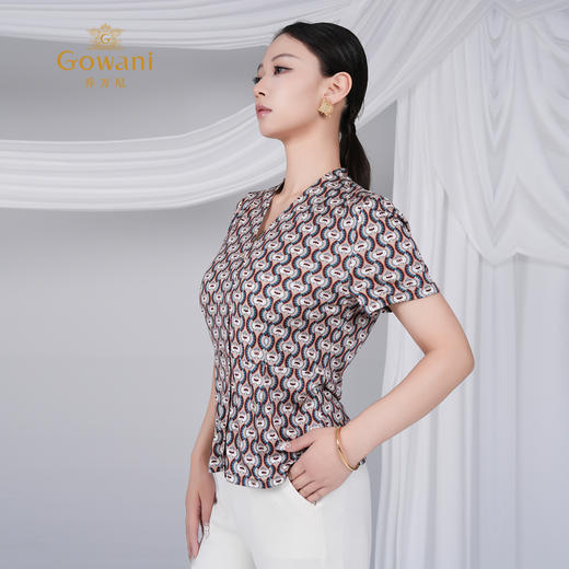 乔万尼马赛克咖花设计感100%真丝上衣ED2C462 商品图2