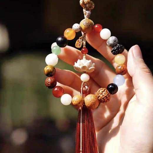 【灵隐文创正版十八籽菩提籽手串】多宝手串菩提朱砂925银金丝楠 商品图8