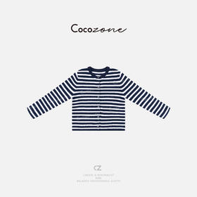 COCO ZONE 刘一一 “海军条”圆领撞色条纹柔软毛织开衫 CD1A0977