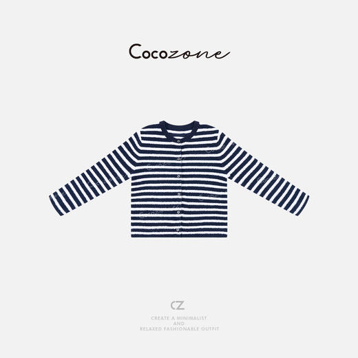 COCO ZONE 刘一一 “海军条”圆领撞色条纹柔软毛织开衫 CD1A0977 商品图0