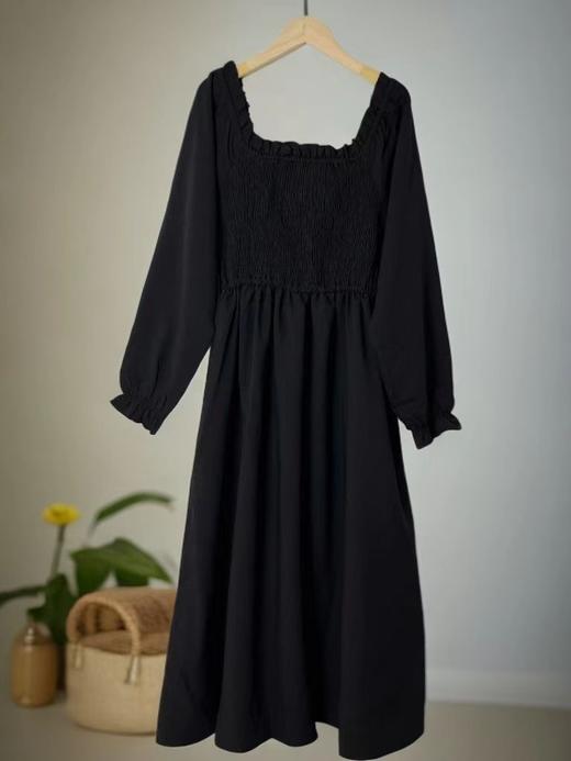 【诗铭洛可】XC2373连衣裙方领打揽松紧长裙B20-1 商品图3