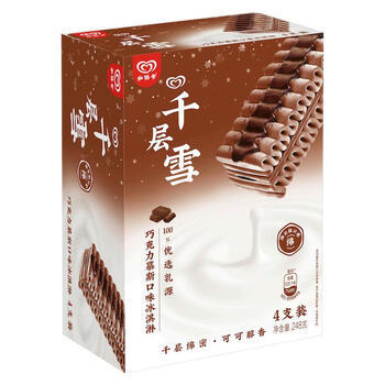 千层雪和路雪巧克力慕斯口味冰淇淋 62g*4支 雪糕 商品图4