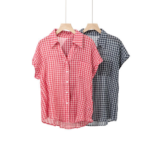 小格子短袖衬衫 商品图2