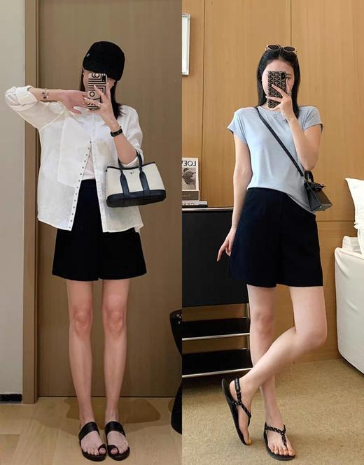 老钱麻短裤率性天丝亚麻A字百慕短裤送腰带 商品图2