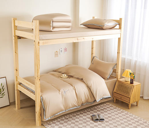 GRACE SPACE格调空间 简约拼色长绒棉绣花床单三件套 商品图4