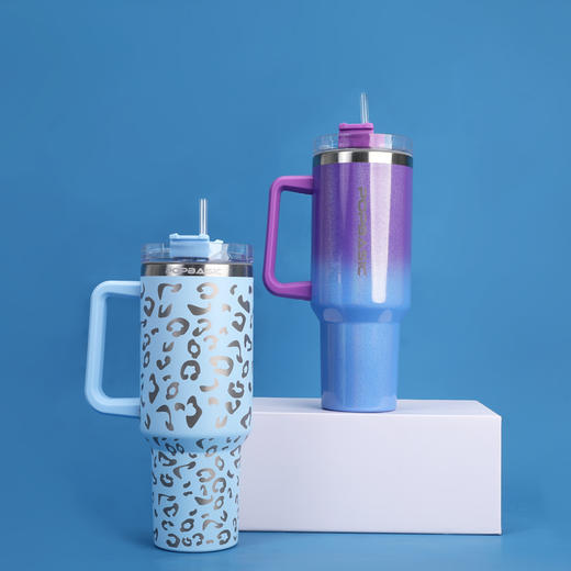 POPBASIC 1200ml手工彩钻吸管杯高颜值大容量水杯便于携带壶铃杯 商品图2