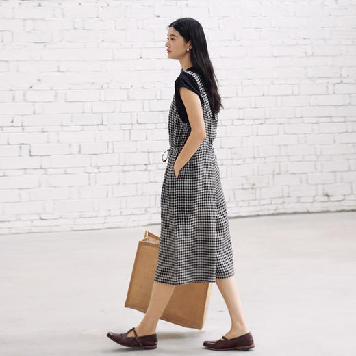 绽放421朵/复活款·2011年亚麻色织格纹连体裤小方格可调节背带裤 商品图2