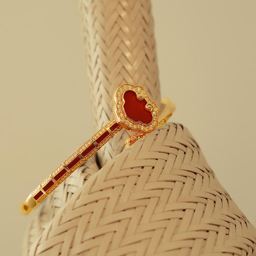 ［结·锁系列］18K金钻石红玛瑙手镯#如意RUYI 商品图1