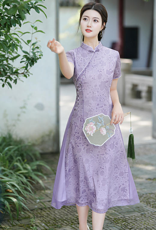 妈妈修身旗袍年轻款加厚气质改良XJ5391 商品图4