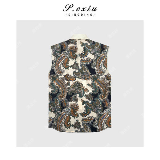 04-3潘依绣丁丁宠粉天丝气质翻领高级感印花蕾丝花边衬衫 W-63186 商品图2