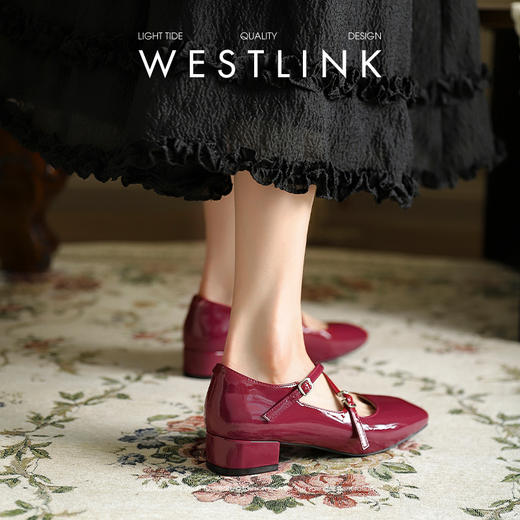 西遇银色玛丽珍鞋女新款夏季法式绝美芭蕾风粗跟中跟配裙单鞋D0056710 商品图2