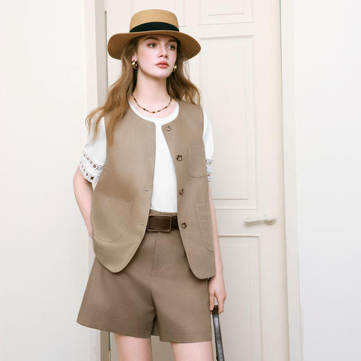 【商场同款】诗凡黎老钱风马甲2025夏新款文艺复古上衣3G4310072 商品图2