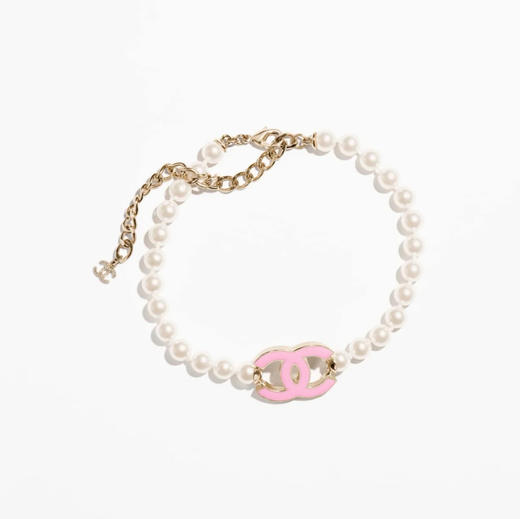 【特价】CH-J 25P 珐琅粉双C珍珠choker 商品图1