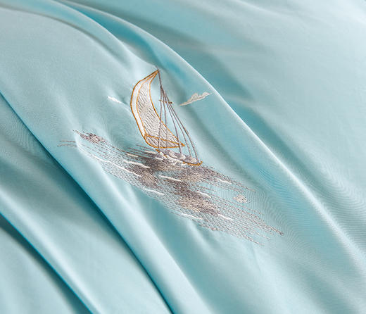 GRACE SPACE格调空间 简约拼色长绒棉绣花床单三件套 商品图6