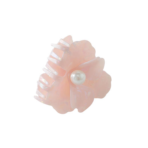 三彩2025新款温柔系樱粉带抓发夹花瓣仿珍珠甜美气质头饰女 商品图3