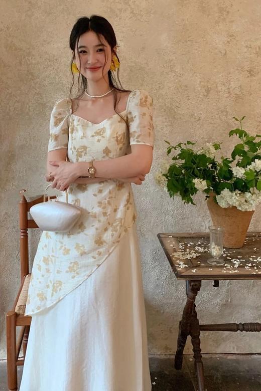 ELLA JADE 方领泡泡袖碎花不规则连衣裙 20856 商品图3