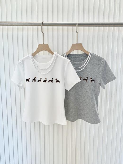 【高品质私服】【MG狗狗印花弹力短袖T恤】弹性十足却不紧绷，设计简约大方，辣妹出街必备款G1453-CC【无标出货 介意慎拍】 商品图9