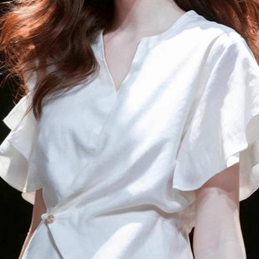 裁缝学苑AS523 法式V领短袖衬衫纸样女装棉麻短款小衫上衣样板 商品图2