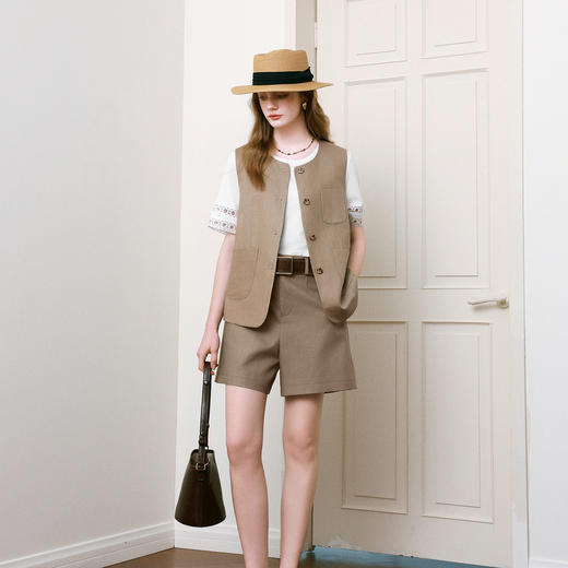 【商场同款】诗凡黎老钱风马甲2025夏新款文艺复古上衣3G4310072 商品图1