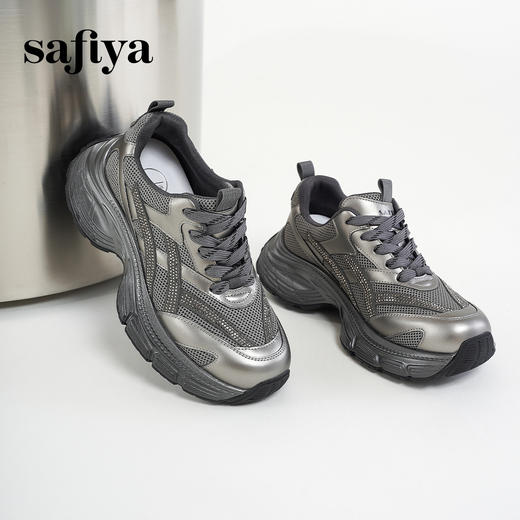 预售|Safiya/索菲娅2025时尚烫钻厚底轻便增高百搭透气休闲老爹鞋SFD3112061 商品图7