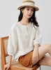 简约亚麻V领宽松精致刺绣花朵透气清爽苎麻衫 商品缩略图2